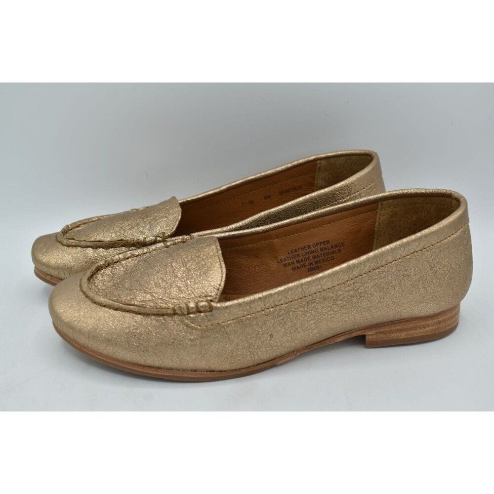 Sofft Womens Size 8 Kambray Warm Gold Metallic Leather Slip On Loafers Shoes